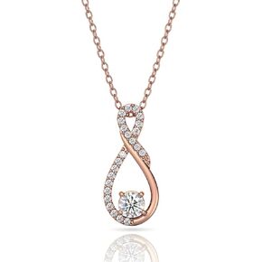 925 Sterling Silver Princess Swirl Necklaces for Women, Infinity, Love Knot, Cubic Zirconia AAAAA Pendant Necklace, Fine Jewelry Gifts for Women, 18'' Chain
