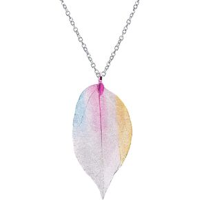 Real Leaf Necklace, Dainty Sterling Silver Chain, 18K Gold Dipped Leaf，Natural Woodland Jewelry, Boho Necklace, Long Necklace, Gift for her