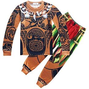 Mauii Costume Boys Long Sleeve T Shirt and Pants Set Halloween Cosplay Outfit Role Play Party Dress Up in Kuwait