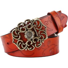 ALAIX Women's Leather Belt for Dress Jeans Belt Vintage Genuine Leather Wide Waist Belts for Women