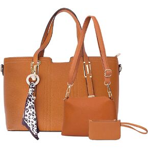 Veridina Tote Bag For Women Fashion Top Handle Shoulder Bags Vegan Leather Satchel Purses Handbags Set 3pcs