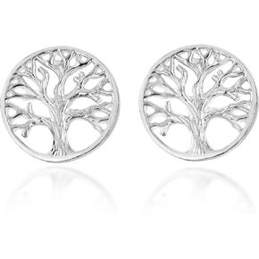 AeraVida Mystical Round Filigree Tree of Life .925 Sterling Silver Stud Earrings | Casual Sterling Silver Stud Earring for Women | Jewelry Gift for All Occasions