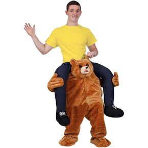 Halloween Carry Ride On Piggy Back Shoulder Adult Teddy Bear Mascot Costume Unisex Fancy Dress