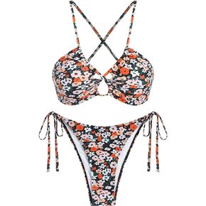 ZAFUL 2024 Cheeky Bikini Sets for Women Swim Suits Two Piece Swimsuit String Bikini Set Sexy Bathing Suit Swimsuits