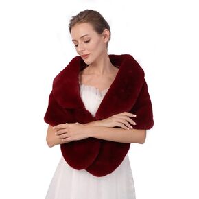 Wedding Bridal Faux Fur Shawls Wraps Bride Bridesmaids Fur Stoles Winter Cover Up Fur Scarfs for Women