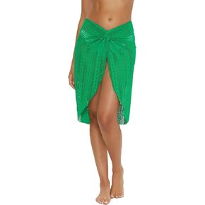 Becca by Rebecca Virtue Women's Standard Color Play Multi Wrap Sarong, Casual, Beach Cover Ups, Verde