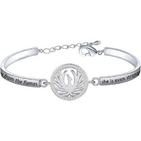 CYTING Phoenix Inspirational Quote Bracelet Phoenix Bird Jewelry Motivational Gift When The Phoenix Rises From The Flames She Is Even Stronger Than Before