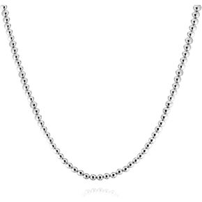 Savlano 925 Sterling Silver 3MM Handmade Bead Ball Strand Chain Necklace For Women & Girls - Made in Italy Comes With a Gift Box