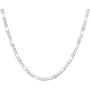 Verona Jewelers 925 Sterling Silver chain 3MM Figaro Link Chain Necklace- Silver Figaro Necklace (20-30) made in italy