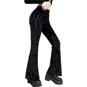 Women's Steampunk Gothic Flare Pants High Waisted Leggings Bell Bottoms Cargo Baggy Streetwear Joggers Trousers