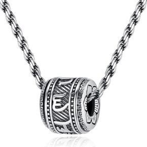 Tibetan Buddhist Mantra Om Mani Padme Hum/Pixiu Necklace for Men Women with Prayer Wheel Patron Saint Amulet Necklace