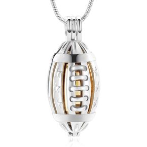 shajwo American Football Urn Necklace for Ashes for Men Women Cremation Jewelry of Loved Ones Memorial Mini Locket Pendant