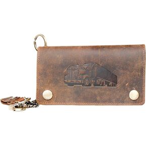Trucker's Genuine Leather Wallet With A Truck Whole Made Of Durable Cowhide With A Chain 17.7 inches
