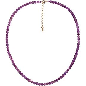 Simple Choker Necklace for Women Real Stone Healing Crystals Necklaces 4mm Beaded Choker Jewelry Anxiety Meditation Gift for Women (16"+2")