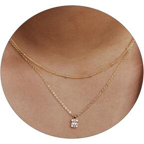 LEXODY CZ Diamond Necklaces for Women Dainty Gold Necklace Layered CZ Necklace 14k Gold Plated Simple Gold Diamond Choker Necklaces for Women Trendy Jewelry Gifts for Girls