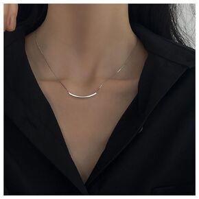 Punk Horizontal Bar Pendant Necklace Balance Tube Bar Chain Necklace Silver Bar Collar Necklace Minimalist Horizontal Bar Choker Necklace Jewelry for Women and Girls Gifts