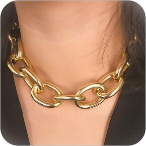 Gold Chunky Necklace for Women Cuban Chain Choker Necklace Punk Metal Chain Necklace Thick Hip Hop Necklace for Egirls Birthday Gifts…