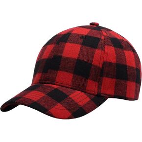 Buffalo Plaid Baseball Cap Unisex Plaid Ball Hat Black and Red Checked Print Outdoor Hat