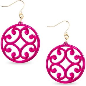 ZENZII Circle Scroll Acrylic Resin Earrings for Women Girls Statement Teen Melamine Pattern Acetate Drop and Dangle Earring Fashion Jewelry