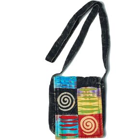 Small Cross Body Boho Hippie Razor Cut Torn Look Patchwork Bag Multi