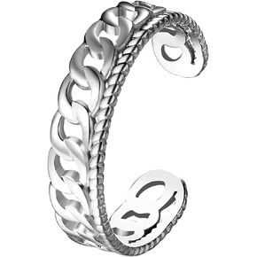 OIDEA Cuban Chain Link Ring for Women: Dainty Chevron Ring Adjustable Open Chunky Finger Rings Twisted Stackable Thumb Rings Band Jewelry Gift for Women Men