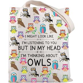 BNQL Owl Tote Bag Owl Gifts for Owl Lovers Owl Canvas Tote Bag Cute Owl Gifts Owl Bird Gift Owl Shoulder Shopping Travel Bag
