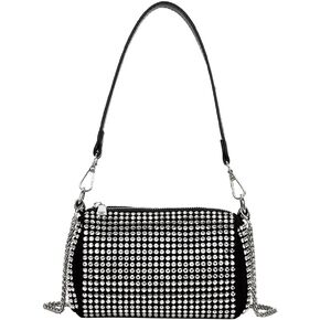 Rhinestone Cylinder Crossbody Bag Sparkling Barrel Purse Mini Tote for Women Girls