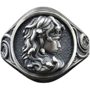 Medusa Ring,Punk Gorgon Ring,Greek Mythology Medusa Ring for Men, Gothic Medusa Snake Hair Ring Vintage Medusa Snake Totem Ring for Boys Vintage Gorgon Jewelry