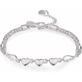 اساور بدلاية للنساء من اودوفيهي، اساور من الفضة الاسترلينية عيار 925 للنساء، سوار سلسلة معصم بدلاية للنساء، 7 انش، فضي، بدون احجار كريمة in Kuwait