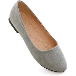SAILING LU Cute Slip-On Ballet Shoes Women Comfortable Round Toe Solid Flats Dressy Shoes Slip-ons Loafers Light Weight Flats Shoes
