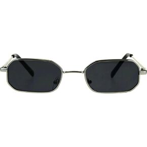 SA106 Mens Narrow Metal Rim Rectangular Hippie Pimp Sunglasses