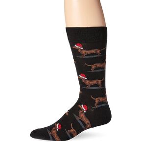 HotSox Mens Christmas Santa Dog Slack Sock