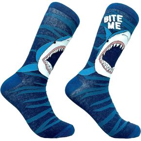 Crazy Dog T-Shirts Men's Bite Me Socks Funny Deep Sea Shark Attack Footwear