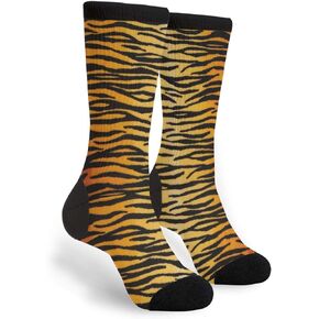 Animal Print Tiger Black Gold Men Women Casual Socks Funny Funky Novelty Crew Tube Socks