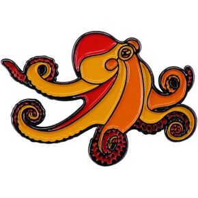 Ficsowy Octopus Brooch Pin for Women Men Enamel Lapel Pins Sea Animal Brooches Badges Gift: Clothing & Accessories