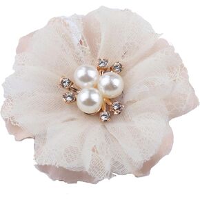 Flower Pearl Brooch Pins for Women, Fabric Rose Camellia Flowers Hairpin Headpieces, Brooch Lapel Pin Shawl Clips for Women Party Wedding Gifts