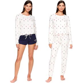 U.S. Polo Assn. Womens Pajama Sets 3-Piece with Top, Shorts, and Pants - Lounge Sets for Women