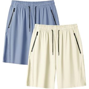 CAMLAKEE Boys Athletic Shorts Quick Dry Kids Performance Basketball Shorts with Zipper Pockets