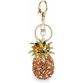 Lucky Pineapple Colorful Opal Rhinestone Plating Women Car/Bag Keychain Purse Charm
