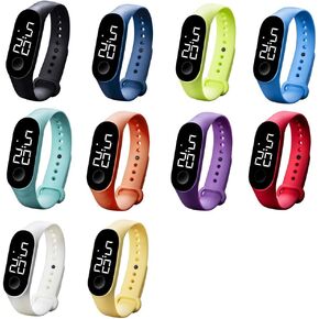 CdyBox 10 Pack 50 Meters Waterproof Led Digital Boys Girls Student Touch Screen Sport Watch Silicone Women Men Wristwatch Gifts