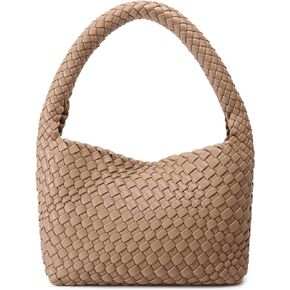 NOBLIFE Woven Bag for Women, Small Vegan Leather Summer Beach Purse, and Travel Handbags Ladies' Retro Chic Shoulder Bags