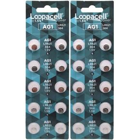 LOOPACELL AG1 LR621 364 Alkaline Watch Batteries X 20
