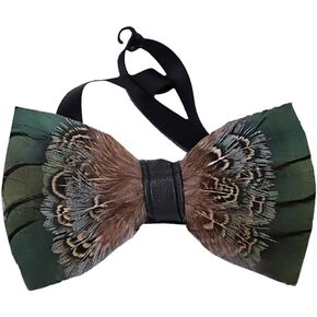 Fashion Elegant Feather Bow Ties Party Banquet Bowties Adjustable Men's Pre-tied Bow Ties for Wedding Party