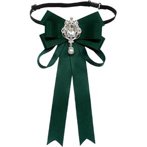 Women Bowknot Rhinestone Ribbon Bow Brooch Pre-Tied Neck Tie Party Wedding Christmas Gifts Ceremony