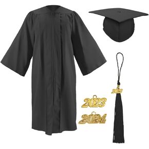 Misscom Matte Unisex Graduation Gown Cap Tassel Adults Set 2023 2024 for High School and Bachelor Graduation Dress