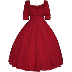 فستان ZZEQYG نسائي ذو لون موحد لوليتا أنيق متوسط ​​الأكمام ومتوسط ​​الطول in Kuwait