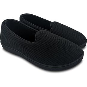 ofoot Womens Comfortable Memory Foam House Slippers Indoor Flat Shoes With Back Cotton Terry Cloth Lining Non Slip Soles