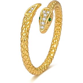 HUXICUI Gold Snake Band Rings for Women | 14K Gold Plated Animal Snake Open Rings for Men Her Adjustable Size in Kuwait