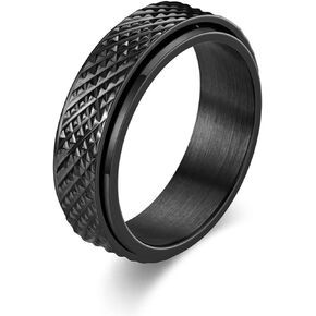 6Pcs Stainless Steel Spinner Rings Moon Star Flower Filigree Sand Blast Finish Fidget Ring Stress Relieving Anxiety Ring Engagement Wedding Promise Band for Women Men 6-10