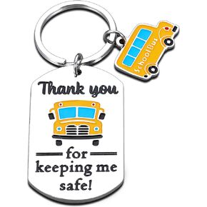 School Bus Driver Appreciation Gift for Men Women School Bus Drivers Day Thank You Keeping Me Safe Keychain for Bus Driver Christmas Thanksgiving Birthday Gift from Kids Students